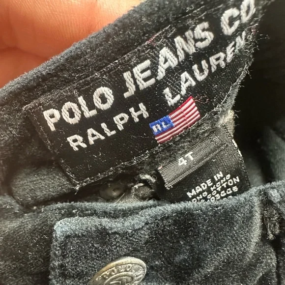 Toddler Girl Polo Jeans Co Ralph Lauren Black Velvet Button Flare Pants Size 4T - Picture 10 of 11